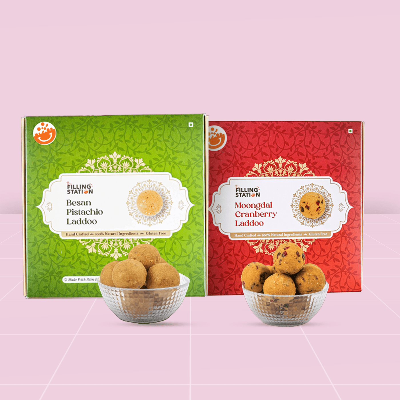 Guilt-Free Laddoo Duo - Besan Pistachio & Moongdal Cranberry (500g)